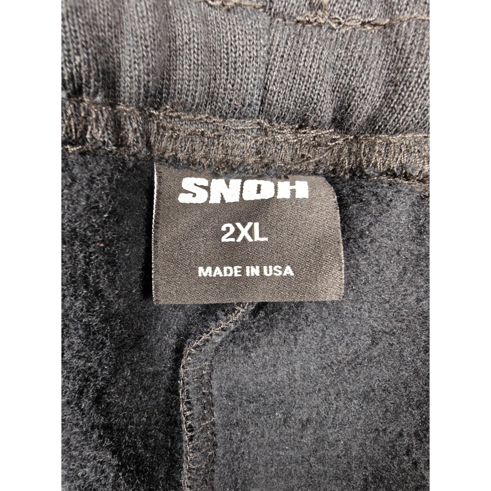 SNOH Pants Mens 2XL Black Heavyweight Fleece Joggers Graphic Colorblock USA - Picture 3 of 12